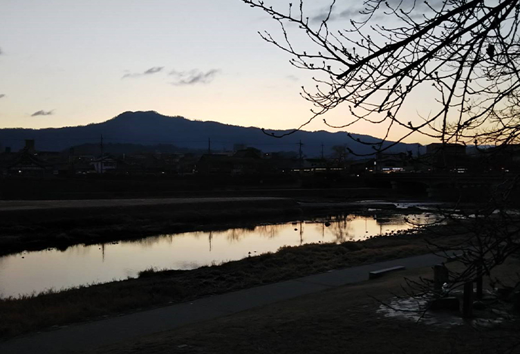 夕方の鴨川。気分が落ち着くので、よく眺めに行きます。